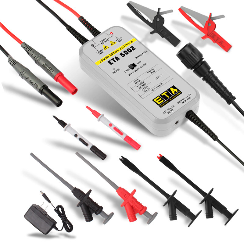 High Voltage Differential Probe 100Mhz 1300V - Miyee ETA5002/ETA5010/ETA5026 Hochspannungs-Differenzialmessgerät | 25MHz/100MHz Oszilloskop-Sonde