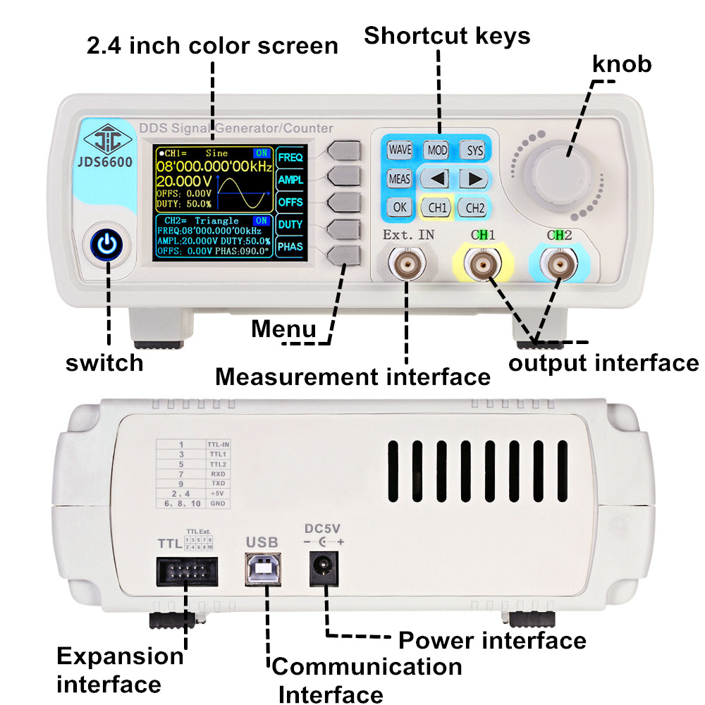 JDS6600 15/30/40/50/60 MHz DDS – Dual Channel Arbitrary Waveform Function Generator 60Mhz Bewertung und Preis